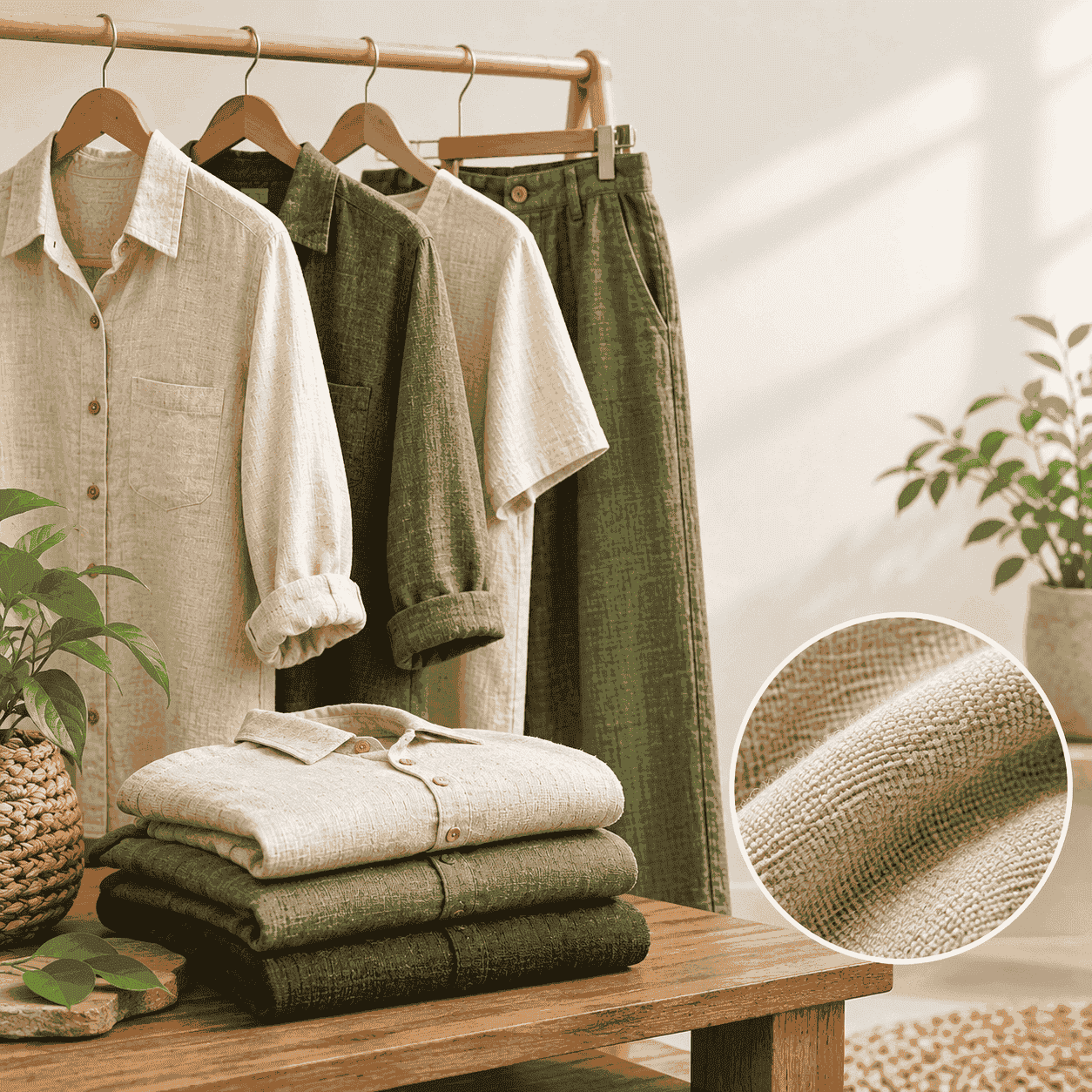 Hemp and Tencel blend fabric texture