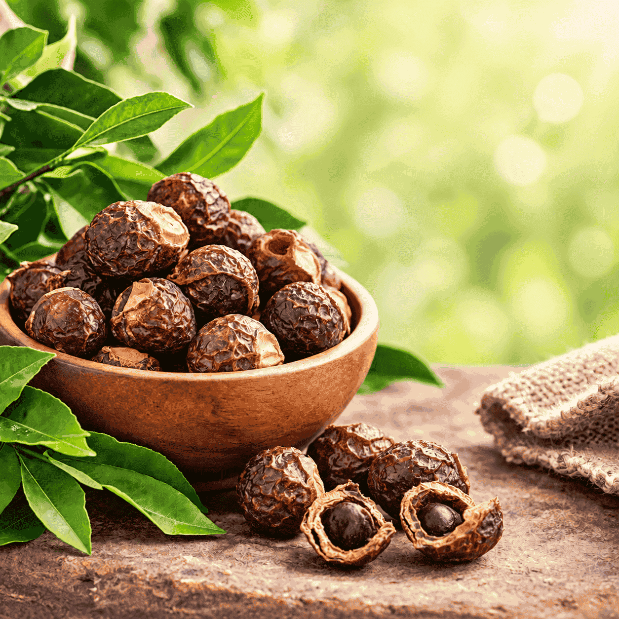 Soap Nuts and organic cotton fabric